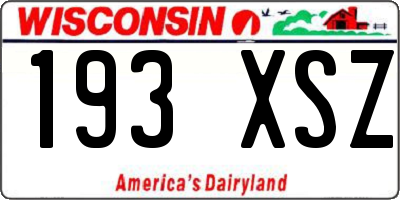 WI license plate 193XSZ