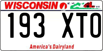 WI license plate 193XTO