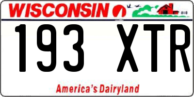 WI license plate 193XTR