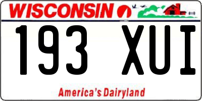 WI license plate 193XUI