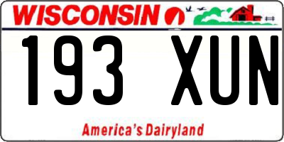 WI license plate 193XUN