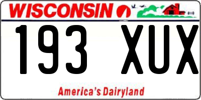 WI license plate 193XUX