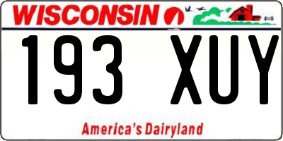 WI license plate 193XUY