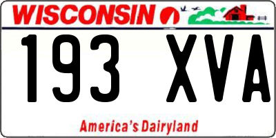 WI license plate 193XVA