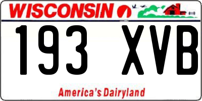 WI license plate 193XVB