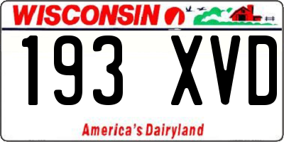 WI license plate 193XVD