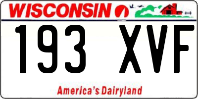 WI license plate 193XVF