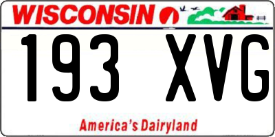 WI license plate 193XVG