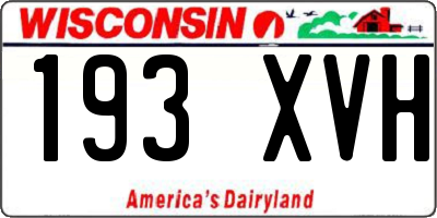WI license plate 193XVH