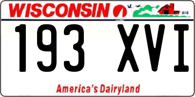 WI license plate 193XVI