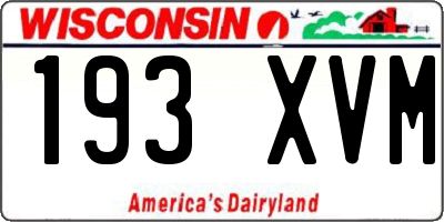 WI license plate 193XVM