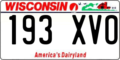 WI license plate 193XVO