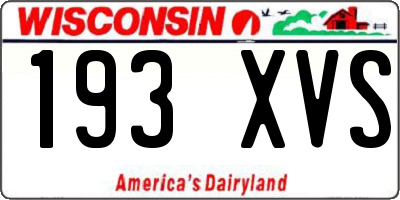 WI license plate 193XVS
