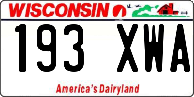WI license plate 193XWA