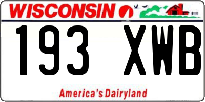 WI license plate 193XWB