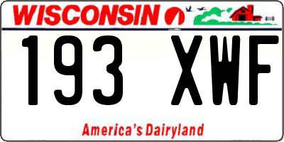 WI license plate 193XWF