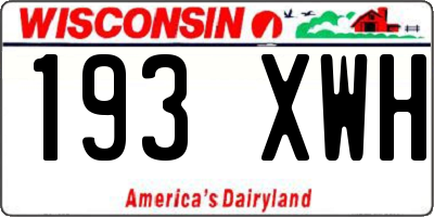 WI license plate 193XWH