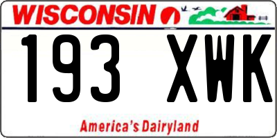 WI license plate 193XWK