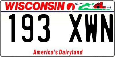 WI license plate 193XWN