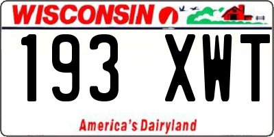 WI license plate 193XWT