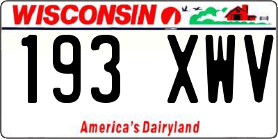 WI license plate 193XWV