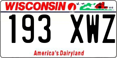 WI license plate 193XWZ