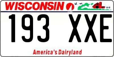WI license plate 193XXE
