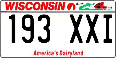 WI license plate 193XXI