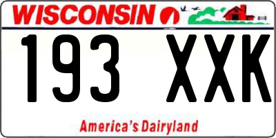 WI license plate 193XXK