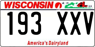 WI license plate 193XXV