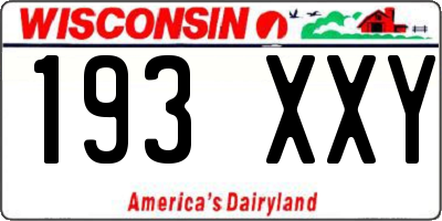 WI license plate 193XXY