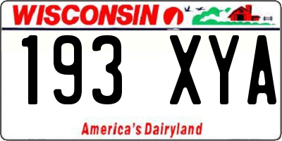 WI license plate 193XYA