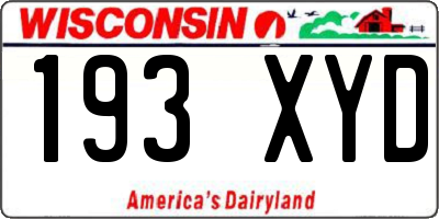 WI license plate 193XYD