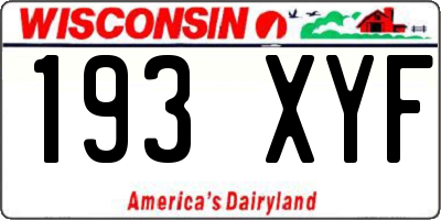 WI license plate 193XYF