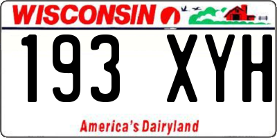 WI license plate 193XYH