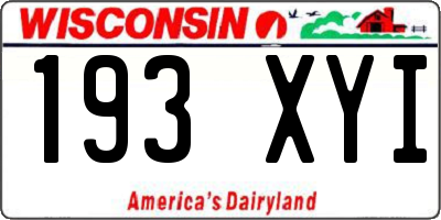 WI license plate 193XYI
