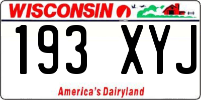 WI license plate 193XYJ
