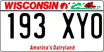 WI license plate 193XYO
