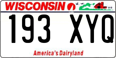 WI license plate 193XYQ