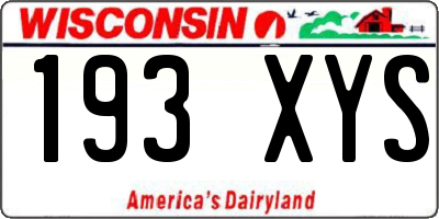 WI license plate 193XYS