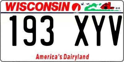 WI license plate 193XYV