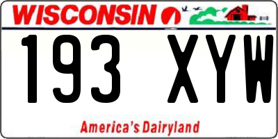WI license plate 193XYW