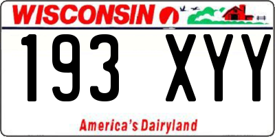 WI license plate 193XYY