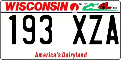 WI license plate 193XZA