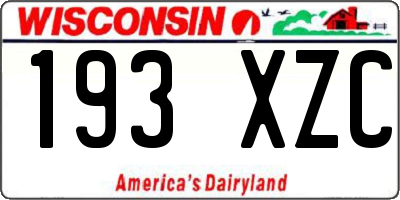 WI license plate 193XZC