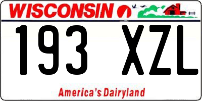 WI license plate 193XZL