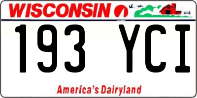 WI license plate 193YCI