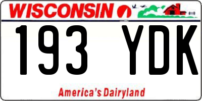 WI license plate 193YDK