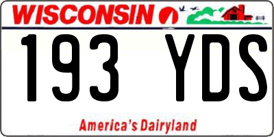 WI license plate 193YDS
