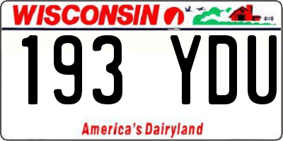 WI license plate 193YDU